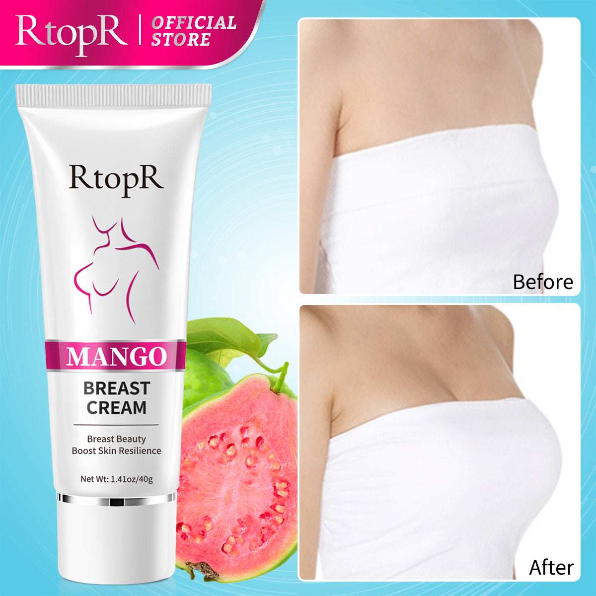 RtopR【Official Store】 Mango Breast Enlargement Cream Best Breast Firming Cream Breast Increase Cream Breast Development Cream Permanent Enhancement Lifting Tightening Enlarge Chest1.41oz/40g