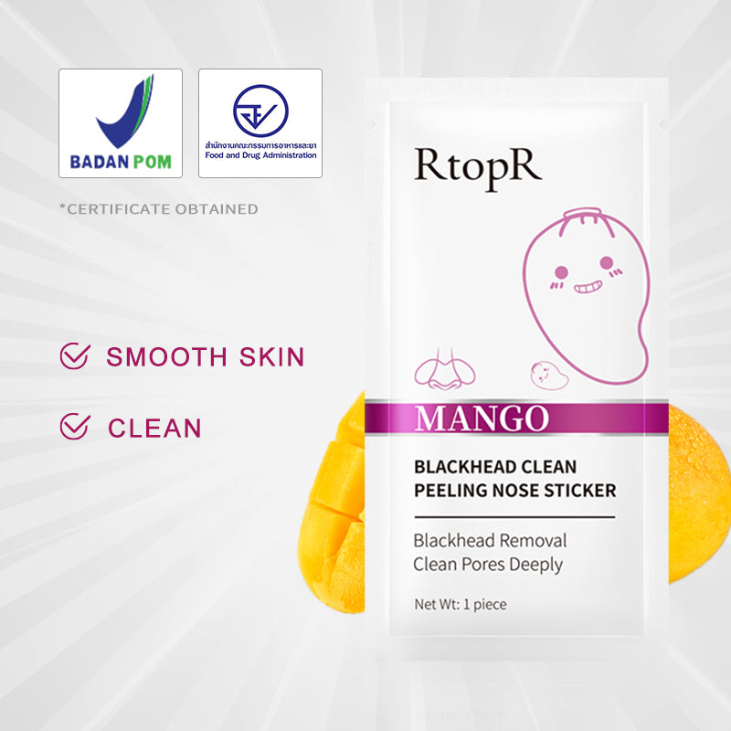 RtopR【Official Store】Mango Blackhead Clean Peeling Nose Sticker Blackheads Removal Squeezing Giant Blackheads- 20g 10bags